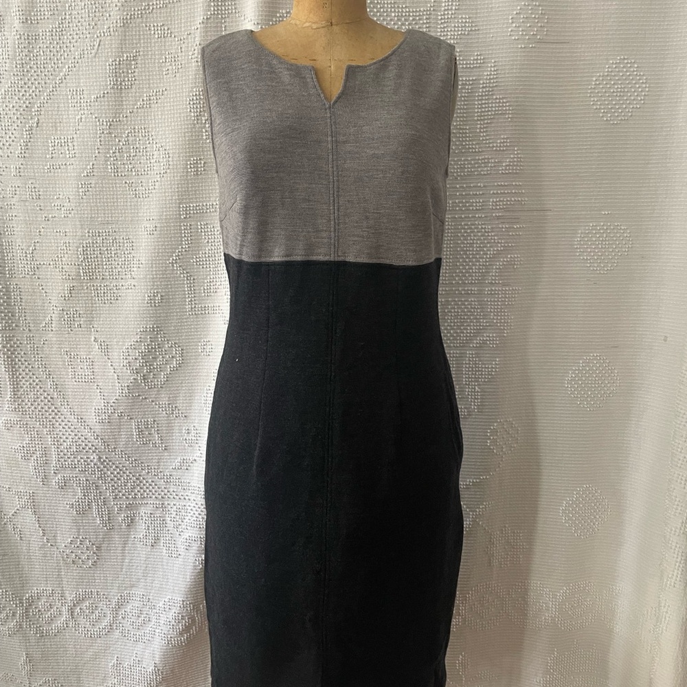 Luisa Spagnoli Gray and Black Midi Dress